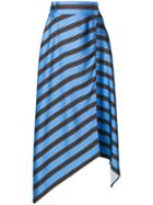 Fendi Asymmetrical Hemmed Striped Skirt - Blue