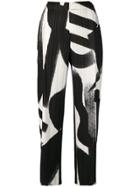Pleats Please By Issey Miyake Printed Cropped Trousers - Black