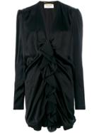 Saint Laurent Ruched Mini Dress - Black