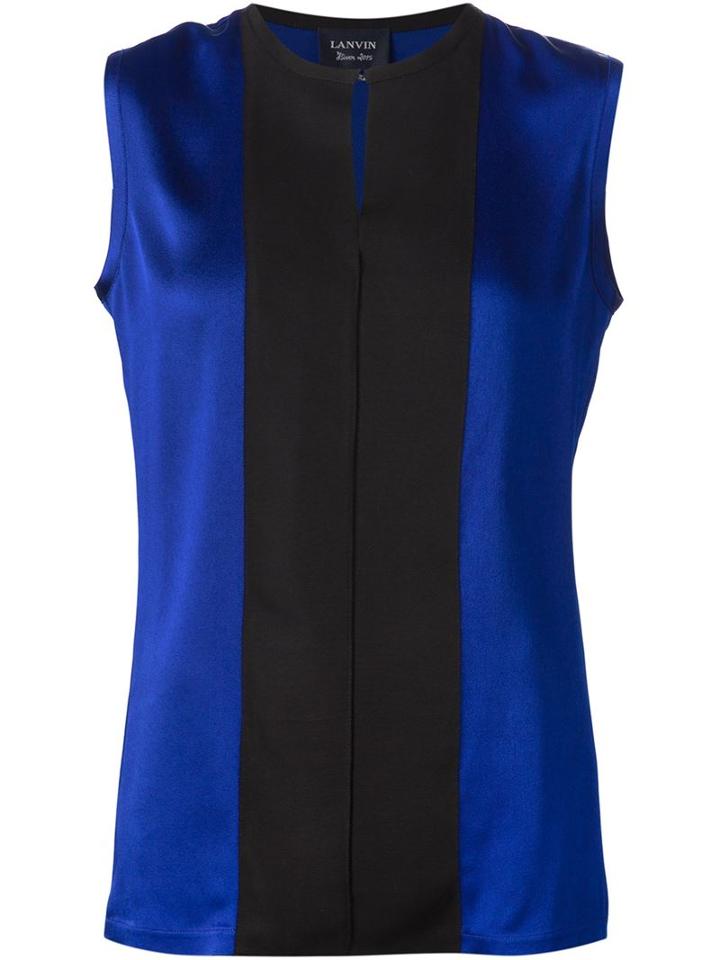 Lanvin Contrast Panel Blouse, Women's, Size: 40, Blue, Viscose/acetate