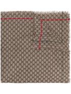 Gucci Gg Jacquard Pattern Knitted Scarf - Brown