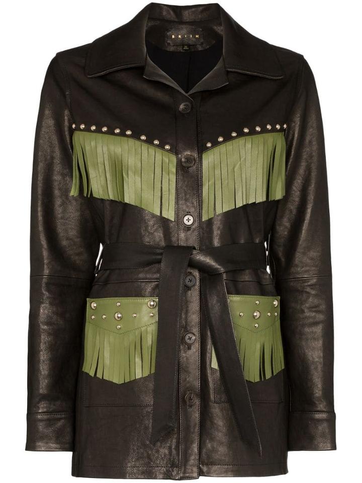 Skiim Billy Fringed Leather Jacket - Black