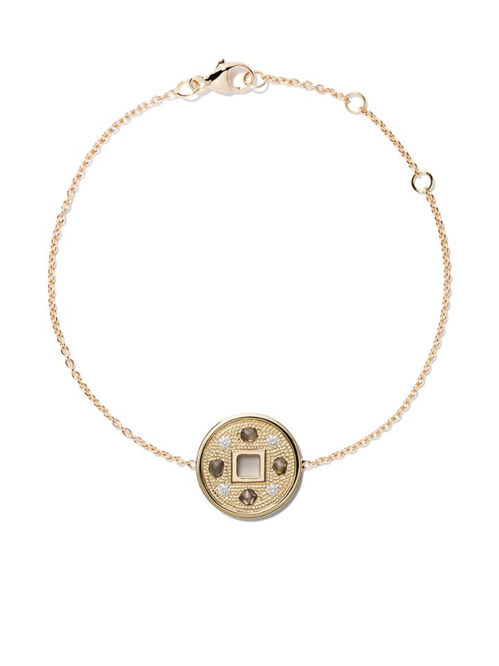 De Beers 18kt Yellow Gold Talisman Lucky Coin Diamond Bracelet -