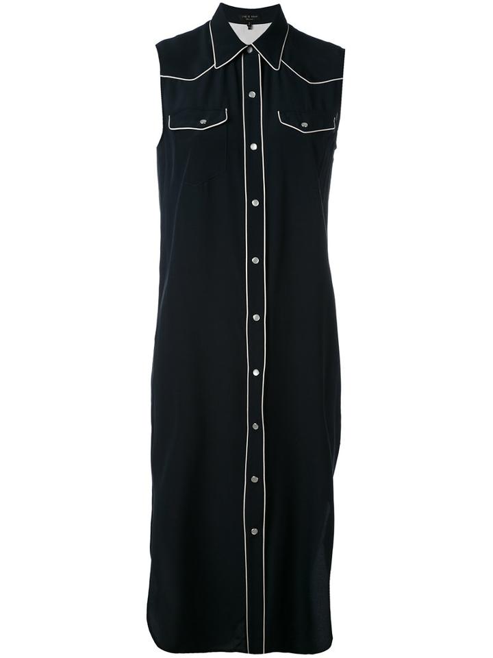 Rag & Bone - Sleeveless Shirt Dress - Women - Silk - M, Blue, Silk
