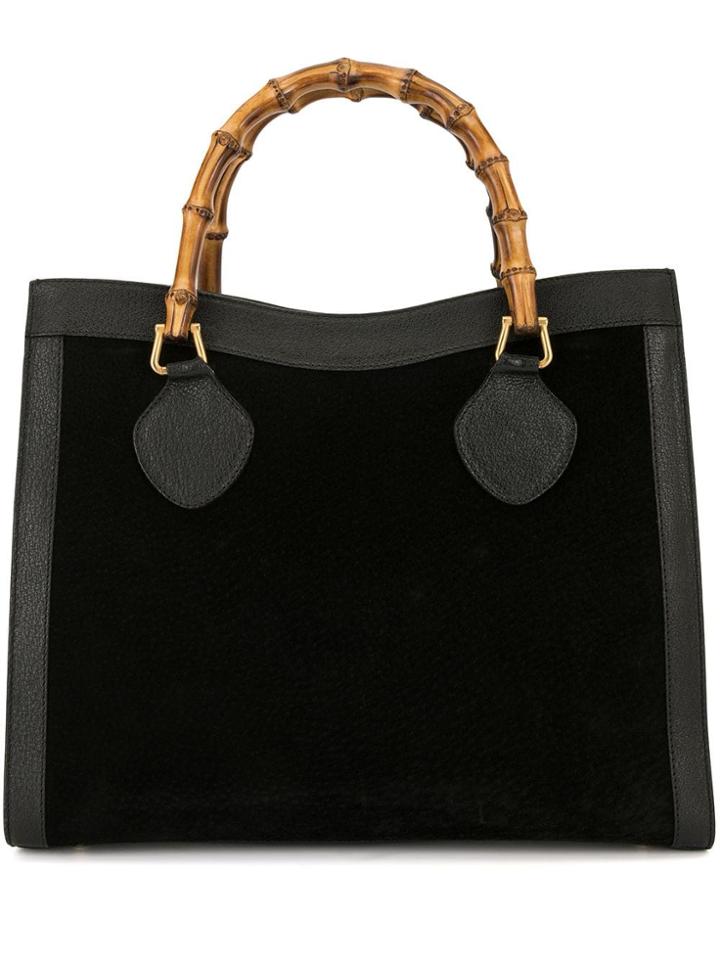 Gucci Pre-owned Bamboo Line Contrasting Tote - Black