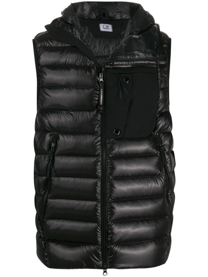 Cp Company Hooded Padded Gilet - Black