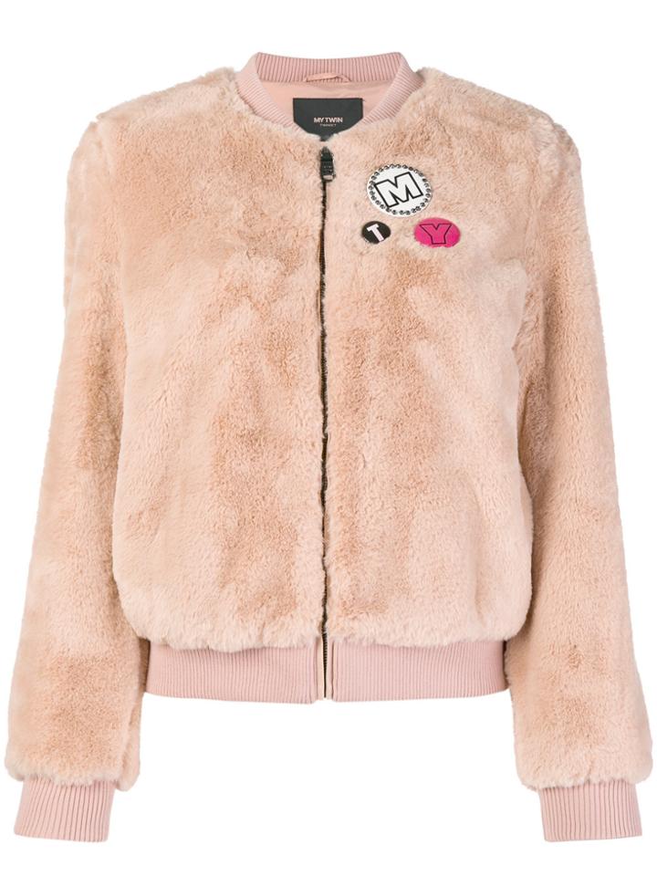 Twin-set Teddy Bomber Jacket - Nude & Neutrals