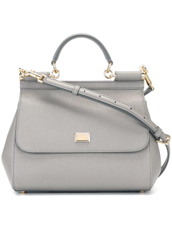 Dolce & Gabbana Medium 'sicily' Tote, Women's, Grey, Calf Leather/leather