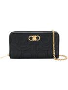 Salvatore Ferragamo Gancini Quilted Chain Wallet - Black