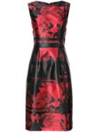 Carolina Herrera Graphic Rose Sheath Dress - Red