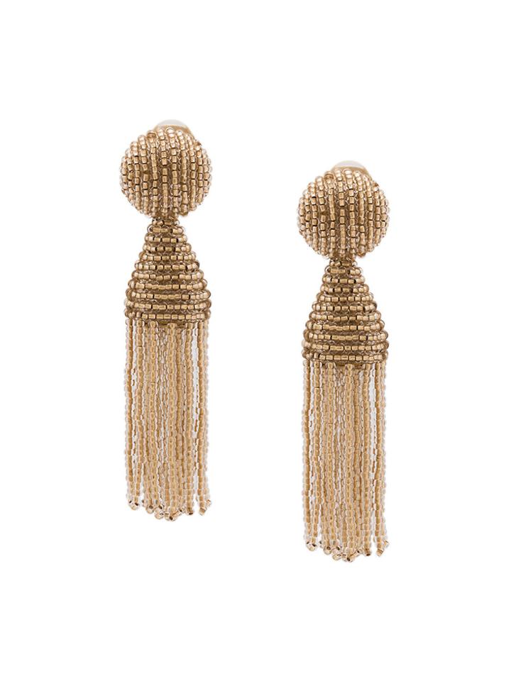 Oscar De La Renta Tassle Clip-on Earrings - Metallic