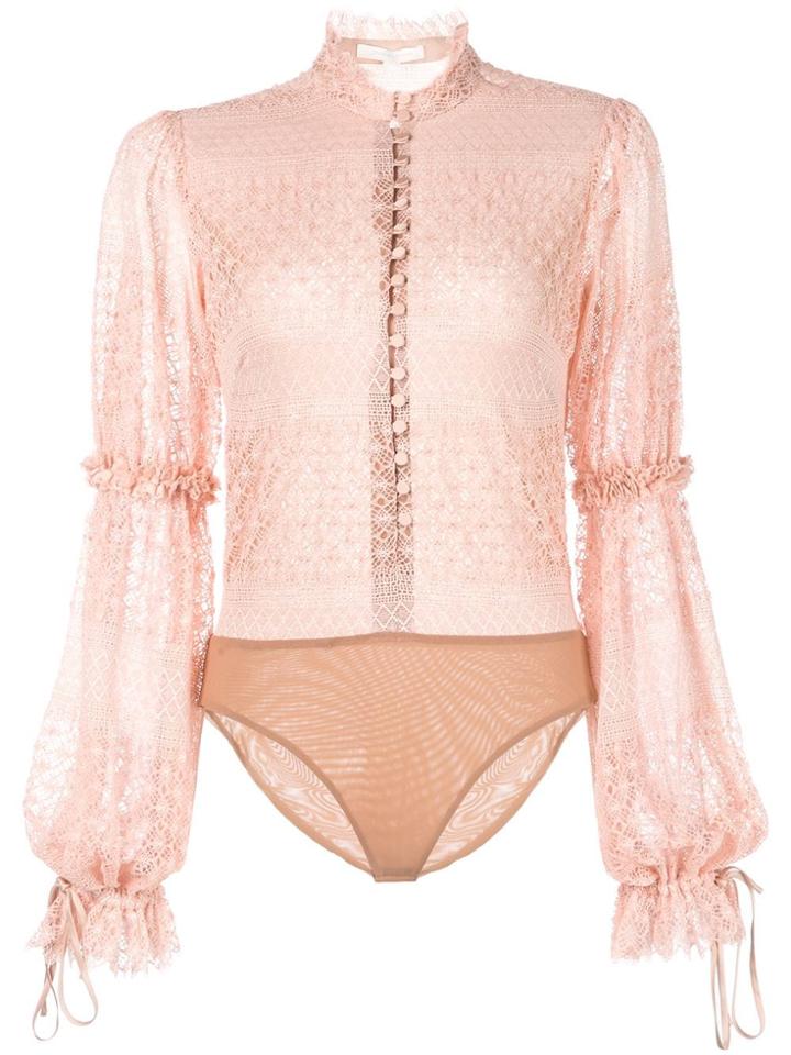 Jonathan Simkhai Embroidered Button-down Bodysuit - Pink