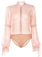 Jonathan Simkhai Embroidered Button-down Bodysuit - Pink