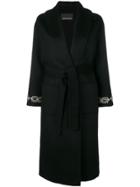 Ermanno Ermanno Embellished Cuff Robe Coat - Black