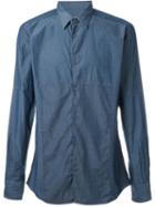 Al Duca D'aosta 1902 Ribbed Panel Shirt, Men's, Size: S, Blue, Cotton