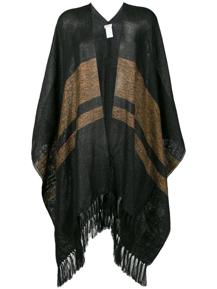 Brunello Cucinelli Striped Poncho - Black