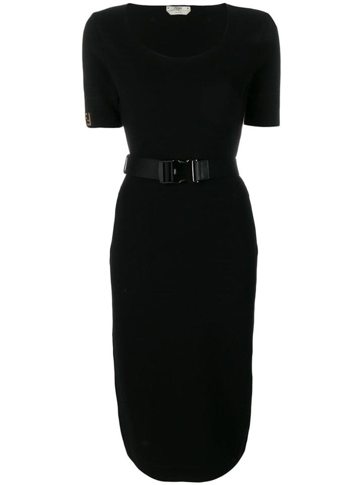 Fendi Belted Midi Dress - Black
