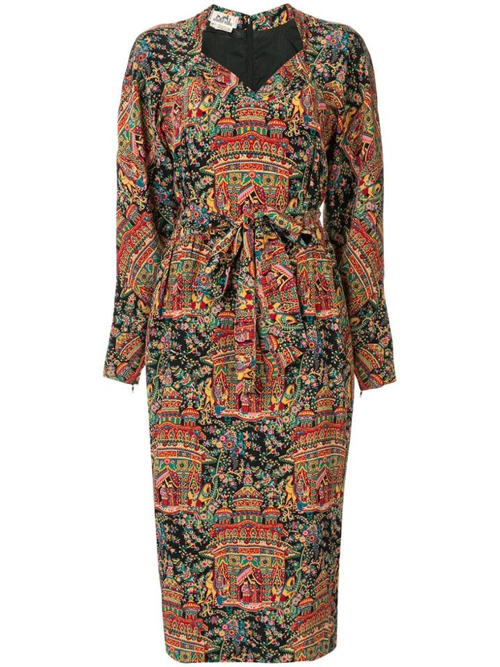 Hermès Vintage Printed Midi Dress - Multicolour