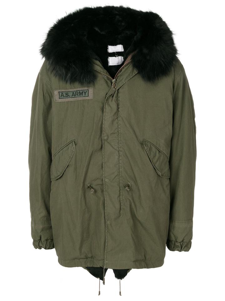 As65 Coat With Fox Fur Collar - Green