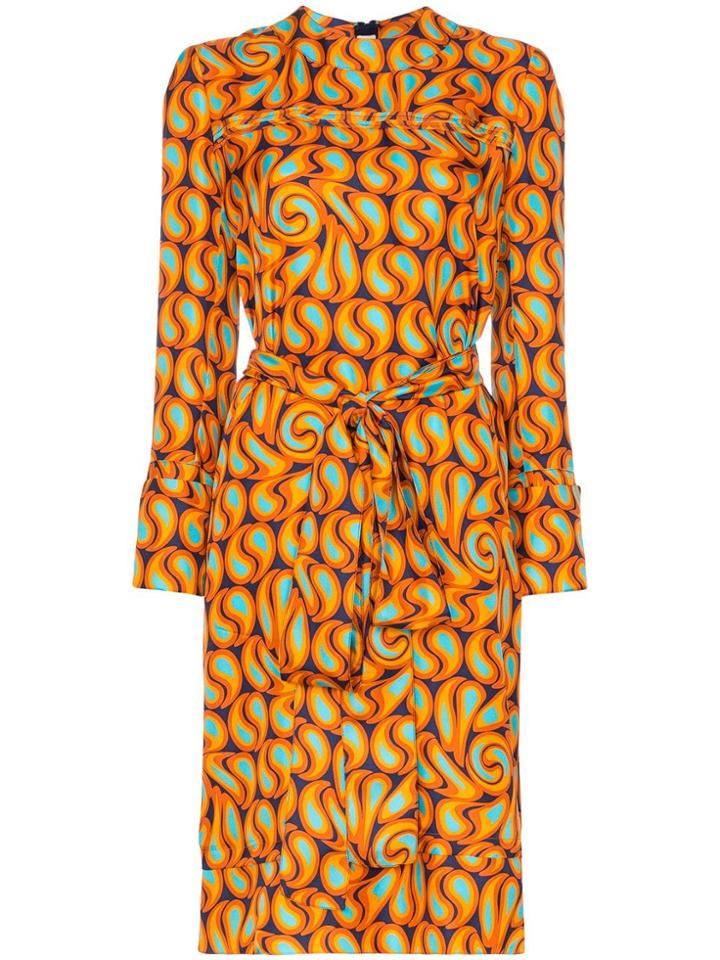 Marni Tie-waist Printed Dress - Orange