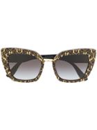Dolce & Gabbana Eyewear Printed Cat Eye Sunglasses - Black