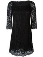 Dolce & Gabbana Floral Lace Fitted Dress, Women's, Size: 44, Black, Cotton/viscose/polyamide