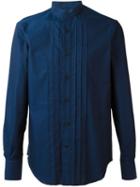 Ermanno Scervino Mandarin Collar Shirt, Men's, Size: 48, Blue, Cotton/spandex/elastane