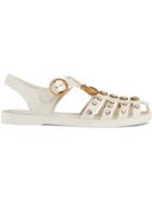 Gucci Rubber Sandal With Crystals - White
