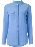 Equipment Flap Pocket Shirt, Women's, Size: Medium, Blue, Silk
