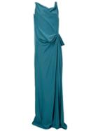Lanvin Draped Dress, Women's, Size: 38, Blue, Silk