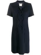 Yves Saint Laurent Vintage Lace-up Neck Shortsleeved Dress - Blue
