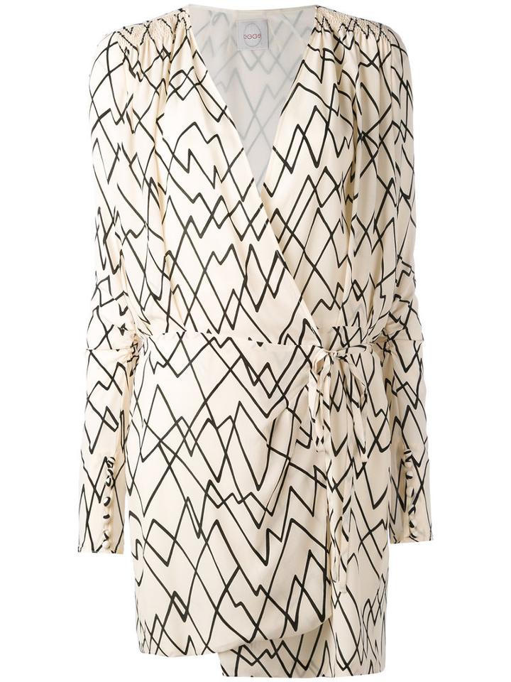Eggs - Printed Wrap Dress - Women - Silk - 42, Nude/neutrals, Silk