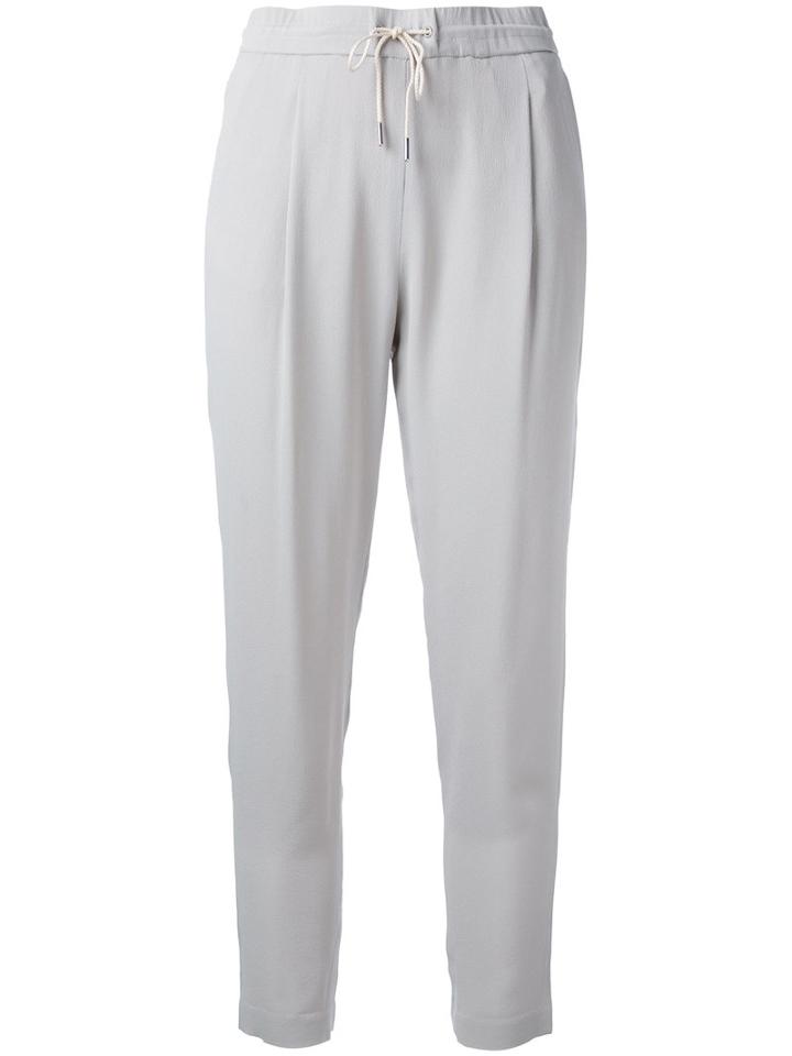 Fabiana Filippi Drawstring Track Pants, Women's, Size: 42, Grey, Silk/acetate