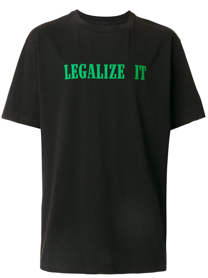 Palm Angels - Legalize It T-shirt - Men - Cotton/spandex/elastane - Xs, Black, Cotton/spandex/elastane