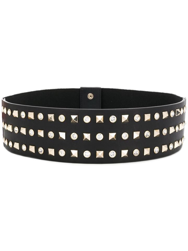 Liu Jo Pyramid And Crystal Stud Belt - Black