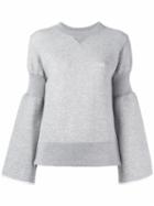 Sacai Flared Sleeve Sweatshirt, Women's, Size: 2, Grey, Nylon/cotton