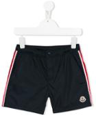 Moncler Kids Piped Striped Swim Shorts, Boy's, Size: 12 Yrs, Blue