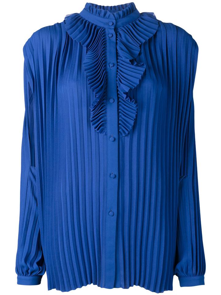 Balenciaga Pleated Multi-styling Blouse, Women's, Size: 40, Blue, Polyester