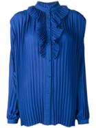 Balenciaga Pleated Multi-styling Blouse, Women's, Size: 40, Blue, Polyester