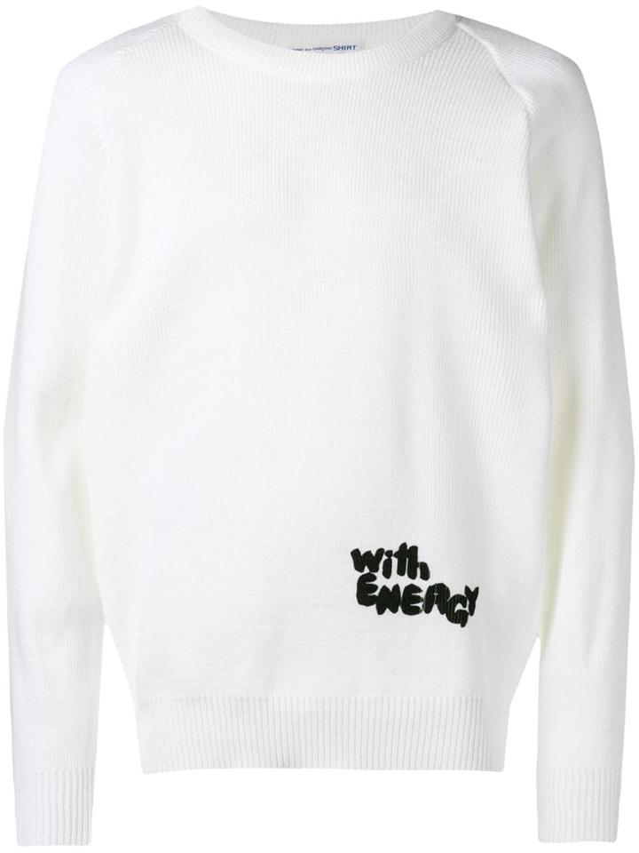 Comme Des Garçons Shirt With Energy Ribbed Knit Jumper - White