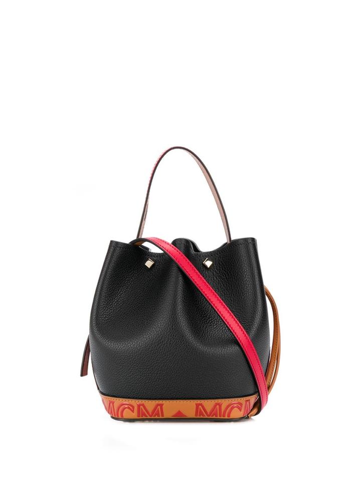 Mcm Colour Block Design Bucket Bag - Black