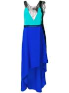 Giacobino Lace Panel Long Dress - Blue