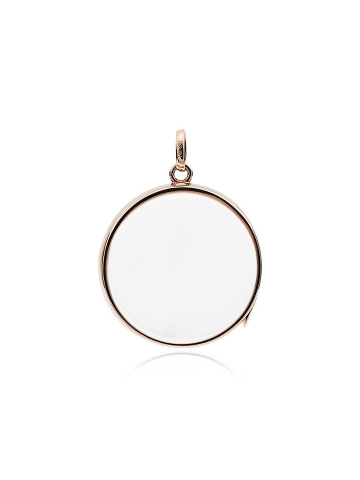 Loquet 14 Karat Rose Gold Large Round Locket Pendant - Pink