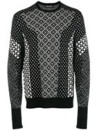 Neil Barrett Contrast Intarsia Knit Sweater - Black