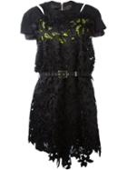 Sacai 'lily' Lace Belted Dress, Women's, Size: 3, Black, Polyester/cupro/nylon
