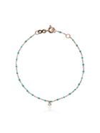 Gigi Clozeau 18k Rose Gold Turquoise Beaded Single Diamond Bracelet -