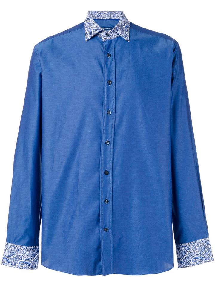 Etro - Striped Collar Shirt - Men - Cotton - 41, Blue, Cotton