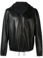 Prada Hooded Zipped Biker Jacket - Black