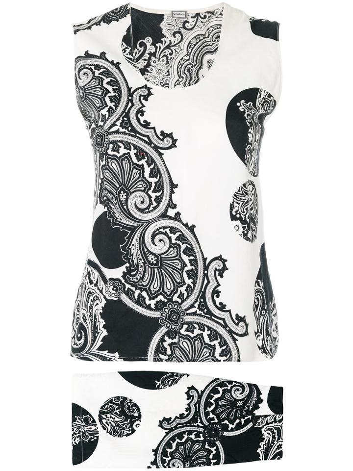 Versace Vintage Optical Paisley Skirt & Tank - White