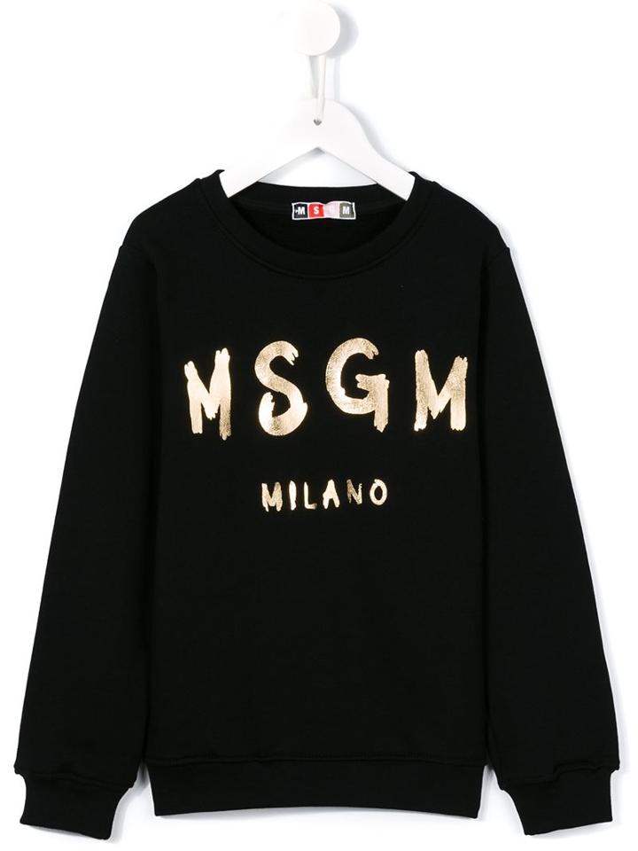 Msgm Kids Logo Print Sweatshirt, Girl's, Size: 8 Yrs, Black